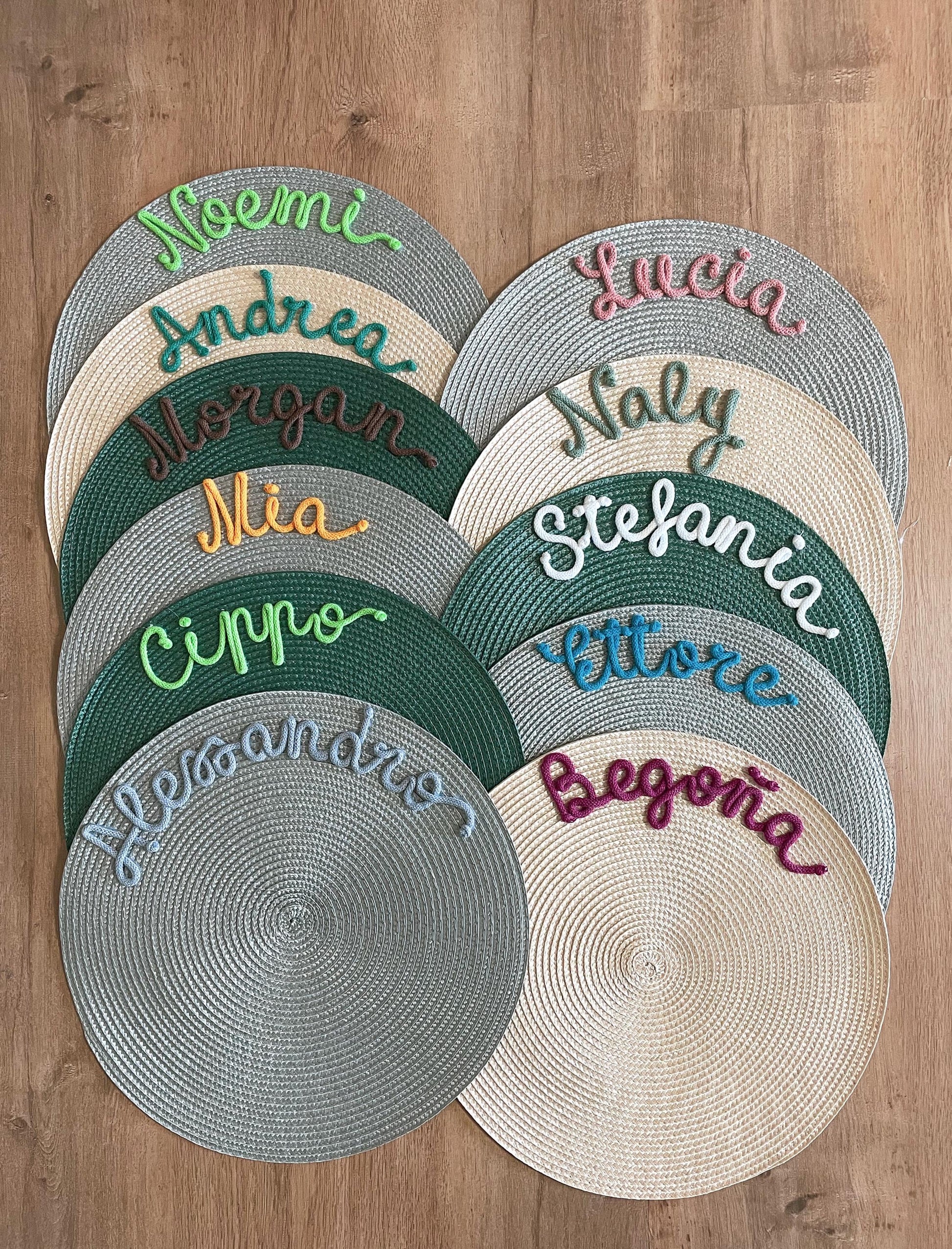 tovagliette personalizzate colorate e nomi