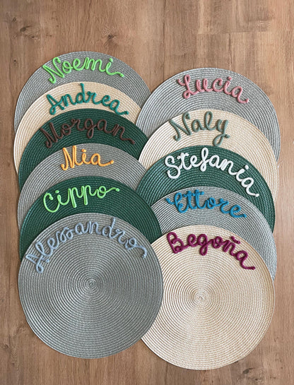 tovagliette personalizzate colorate e nomi